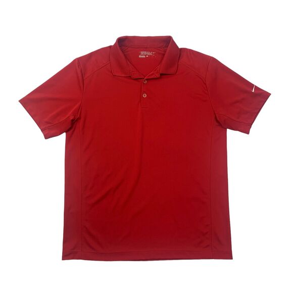 Nike Polo Shirt Mens L Large Red Dri Fit Short Sleeve Tour Performance Golf - Picture 1 of 10